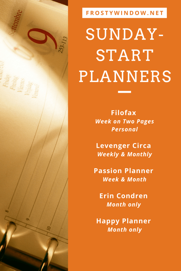 sunday-start Planners